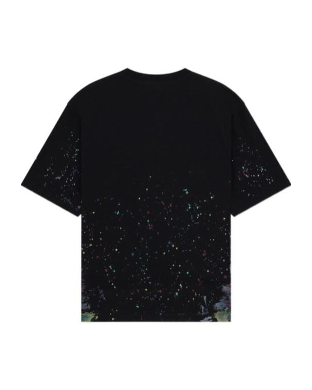 we11done Black Paint-Splatter Cotton T-Shirt for men