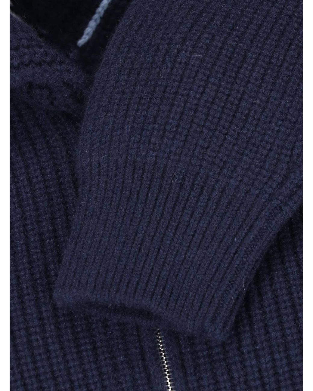 Malo Blue Ribbed Half-Zip Knitted Sweater