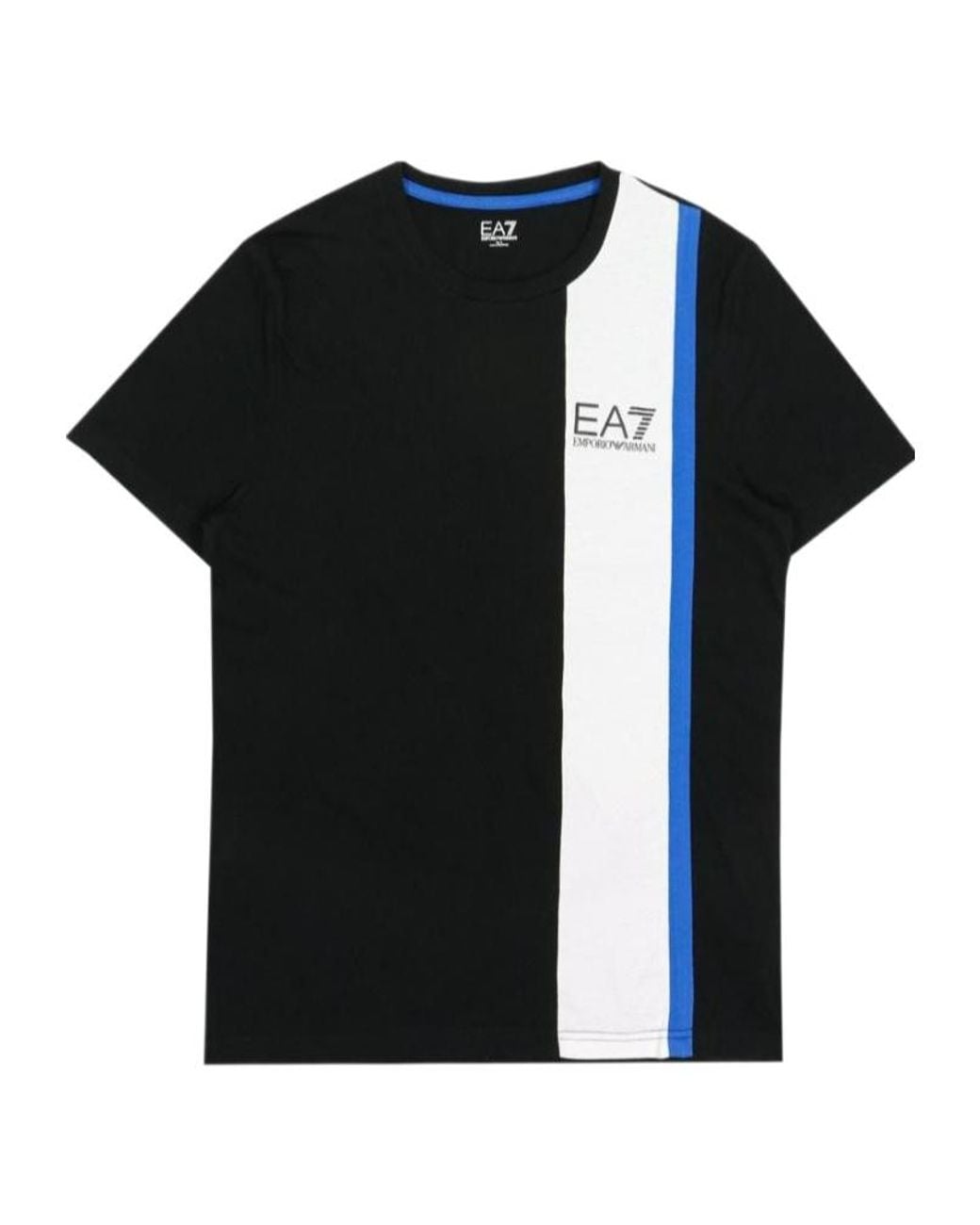 EA7 Black Logo Printed Round Collar T-Shirt for men