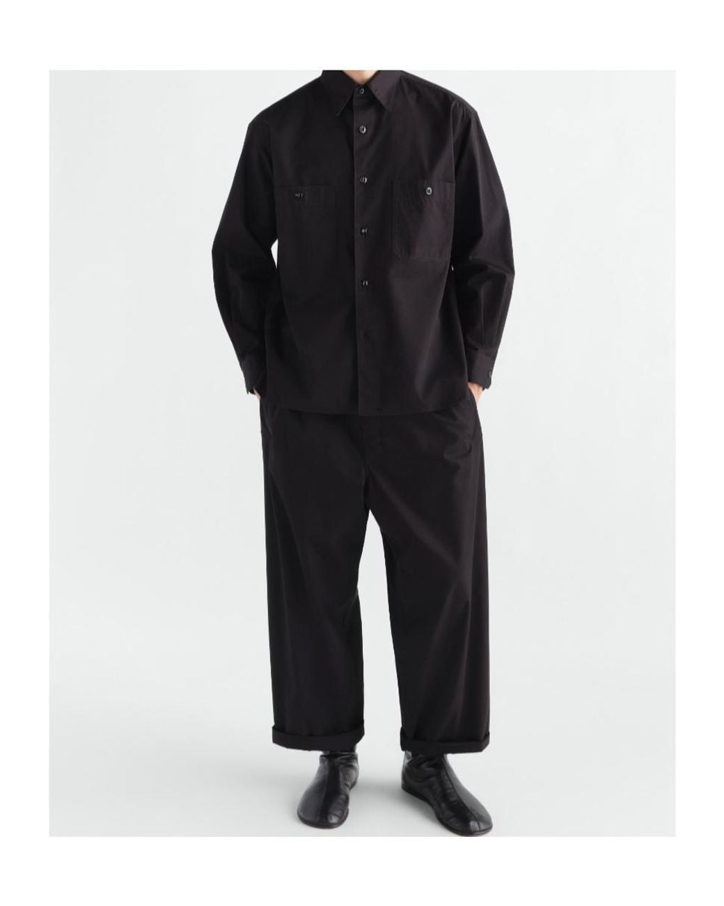 Lemaire Black Buttoned Two-Pocket Shirt for men