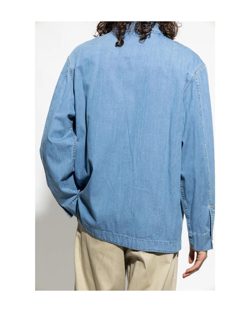 Lanvin Blue Zipper Denim Shirt for men