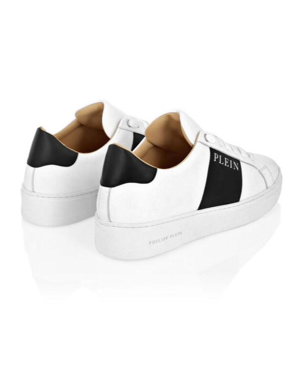 Philipp Plein White Logo-Printed Lace-Up Sneakers