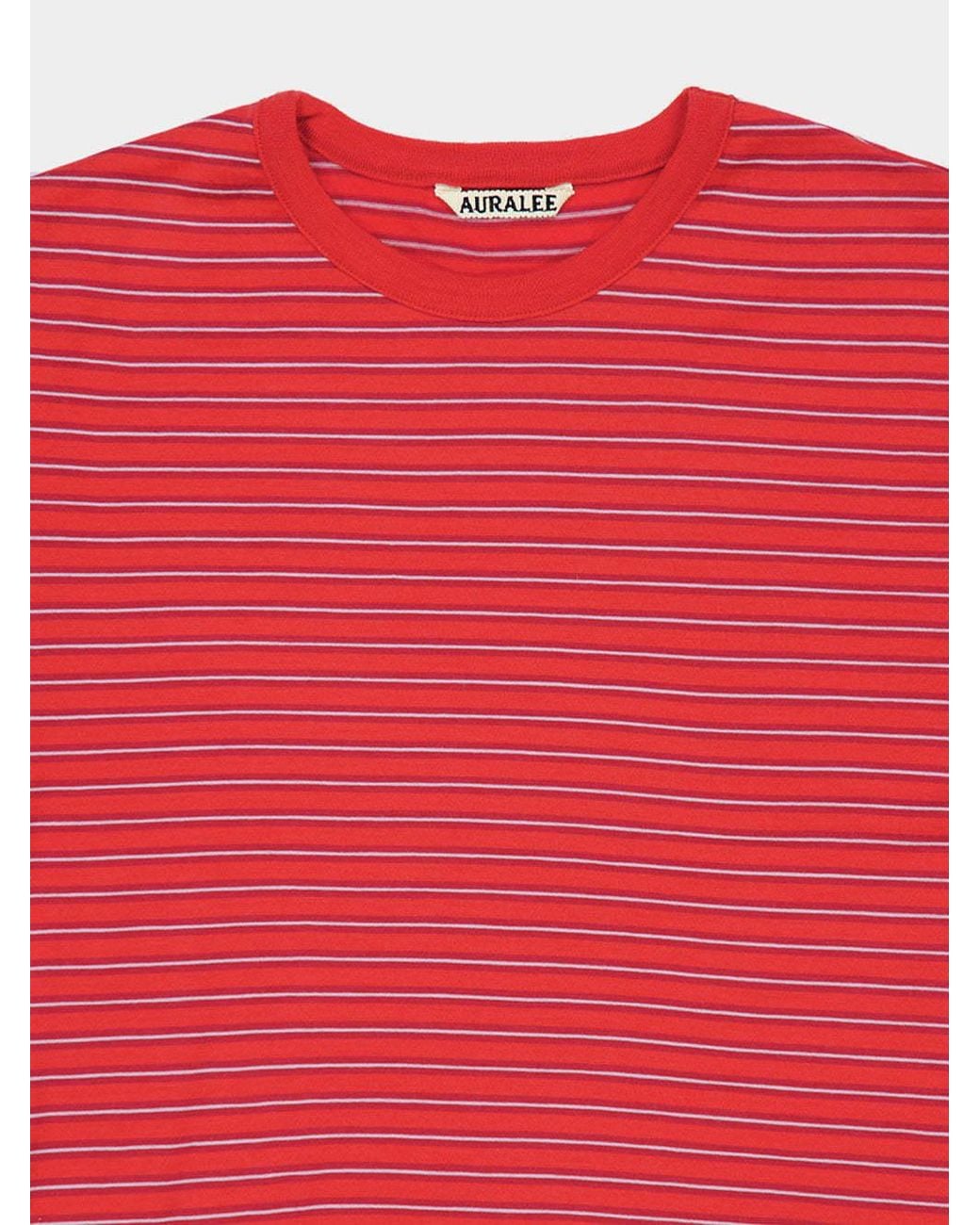 Auralee Red Striped Wool T-Shirt
