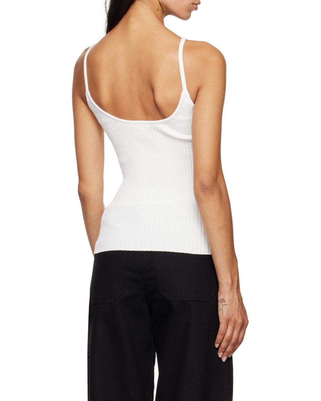 Courreges White Courrèges Logo Embroidered Ribbed Sleeveless Top