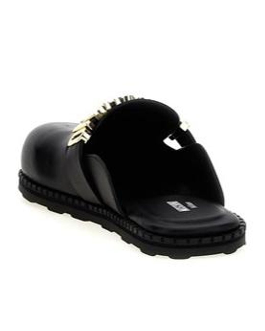 Moschino Black Logo Lettering Almond Toe Mules