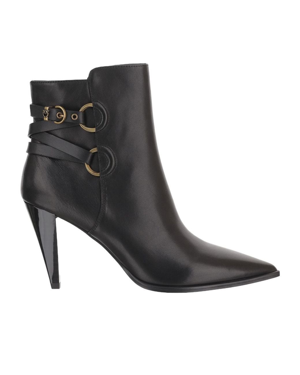 Pinko Black Strappy Heel Ankle Boots