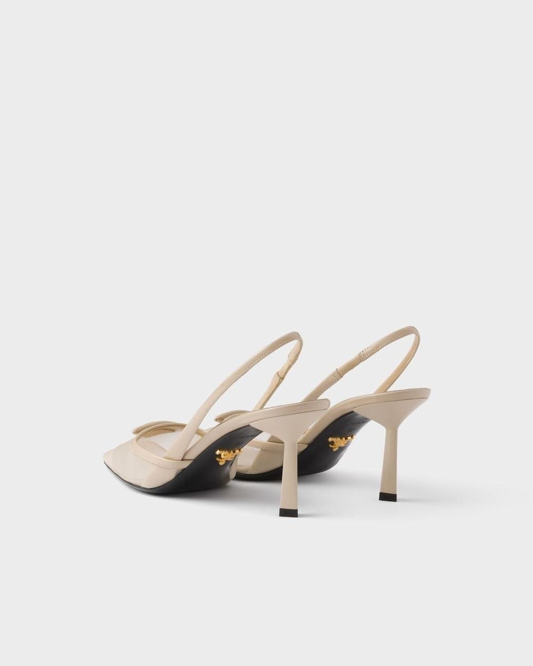 Prada White Mesh Fabric Slingback Pumps