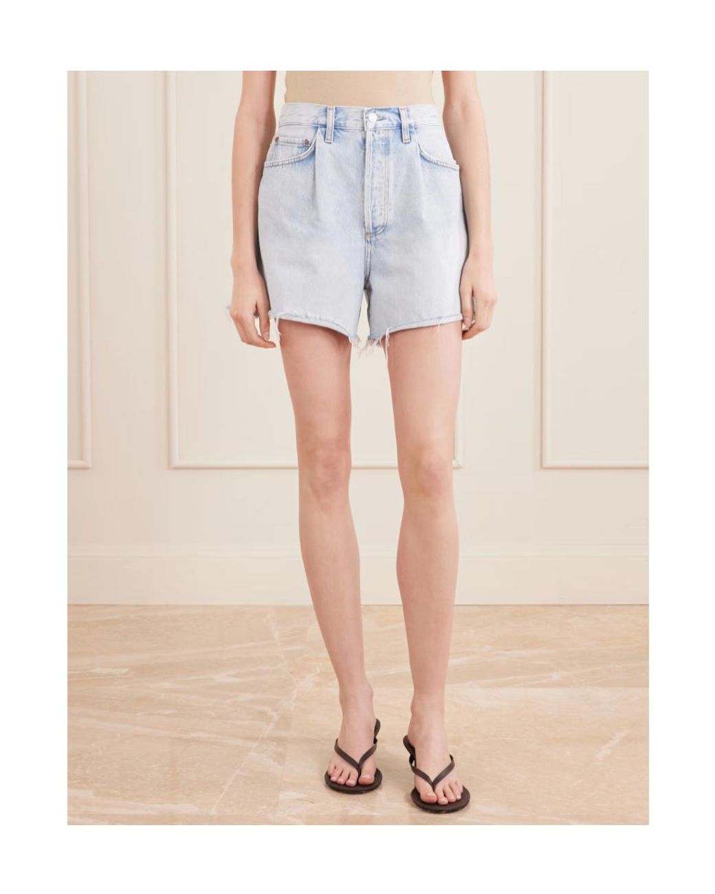 Agolde Blue Rhoda Frayed Shorts