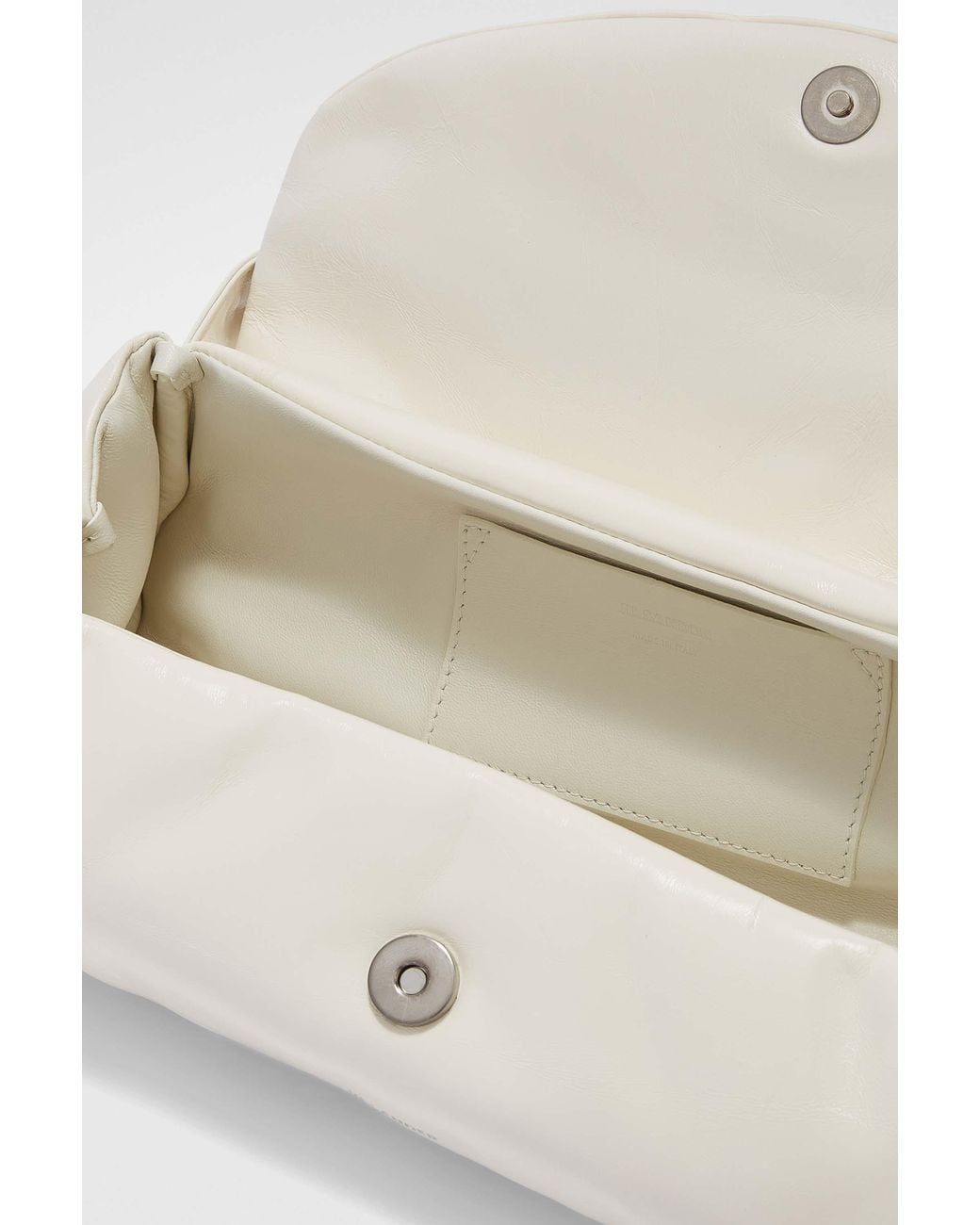 Jil Sander White Cannolo Foldover Large Shoulder Bag