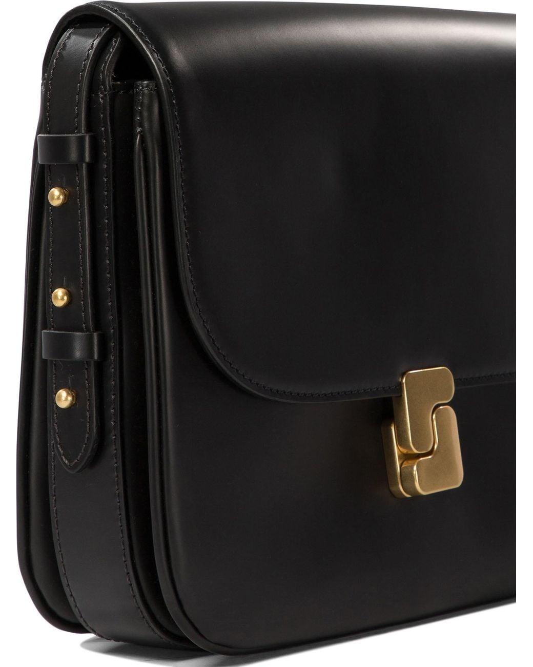 Soeur Black Structured Flap Crossbody Bag