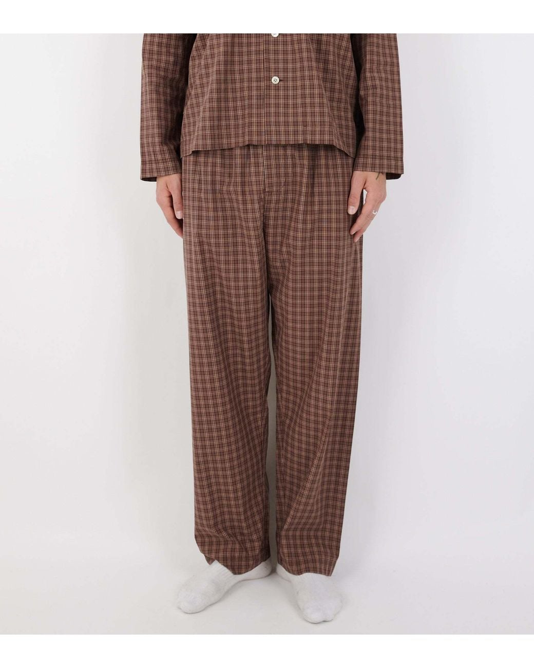 Tekla Brown Plaid Pajama Pants for men