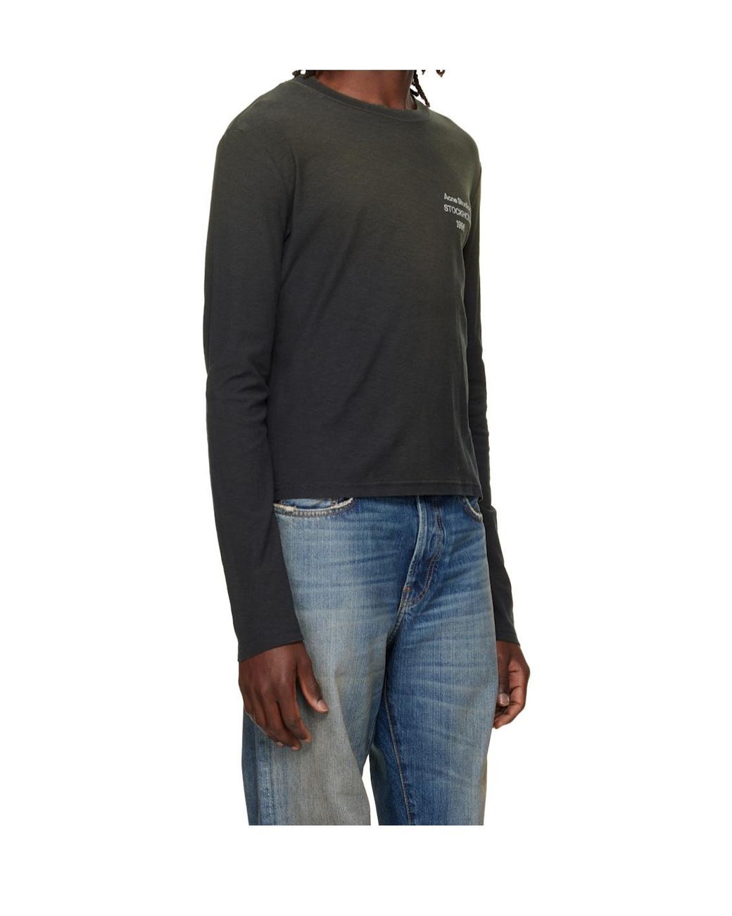 Acne Black Logo-Print Long-Sleeve T-Shirt for men
