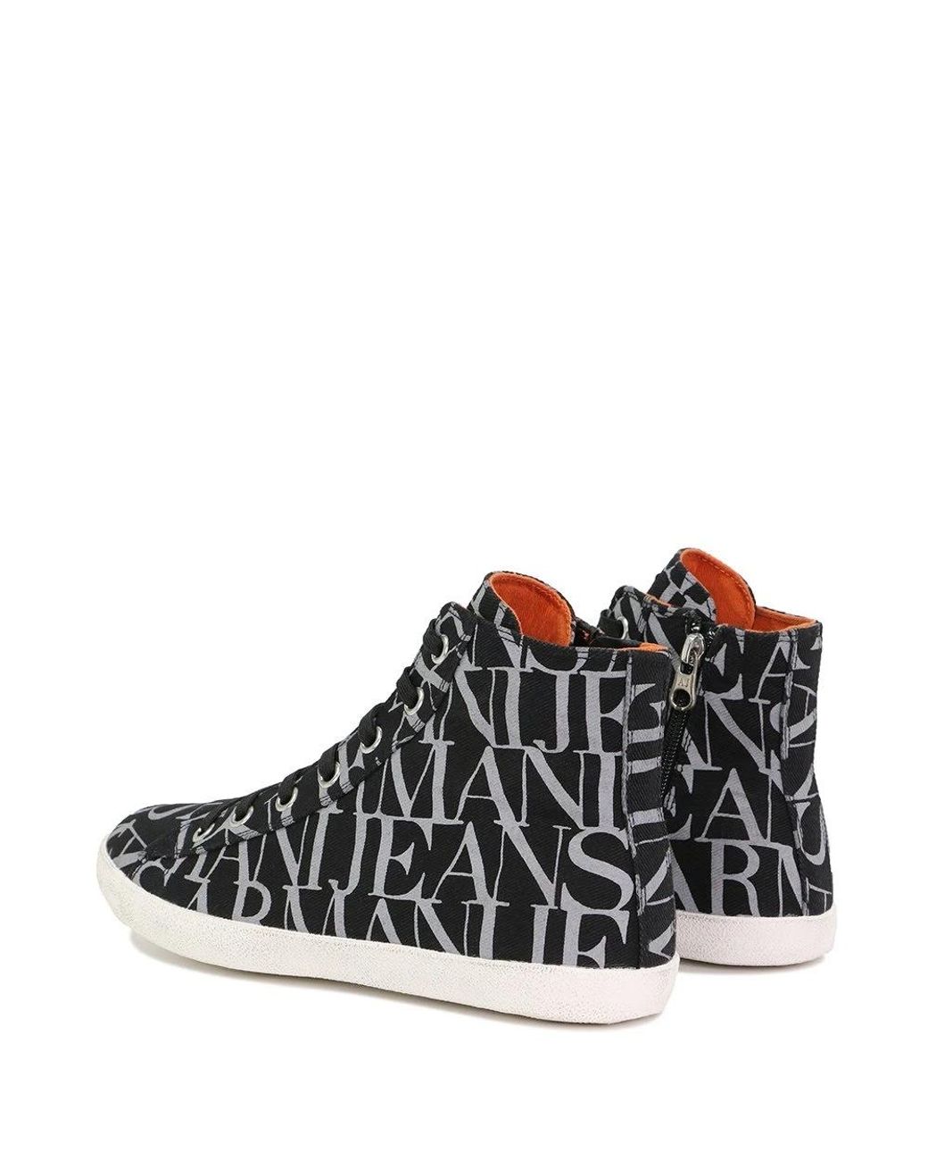 Armani Jeans Black High-Top Round-Headed Leisure Sports Shoes for men