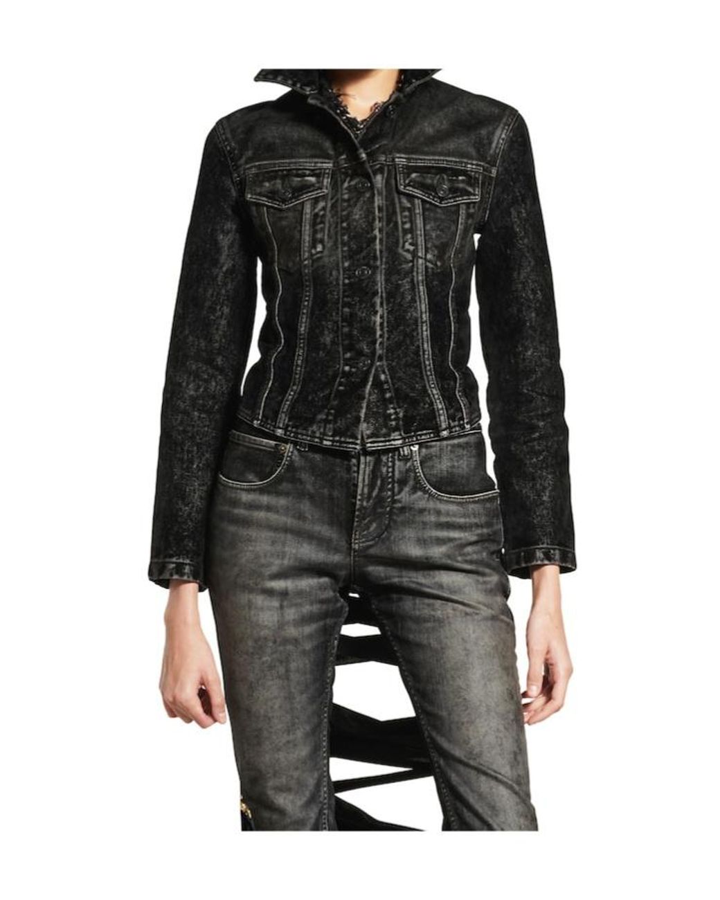 Balenciaga Black Lace-Up Denim Jacket