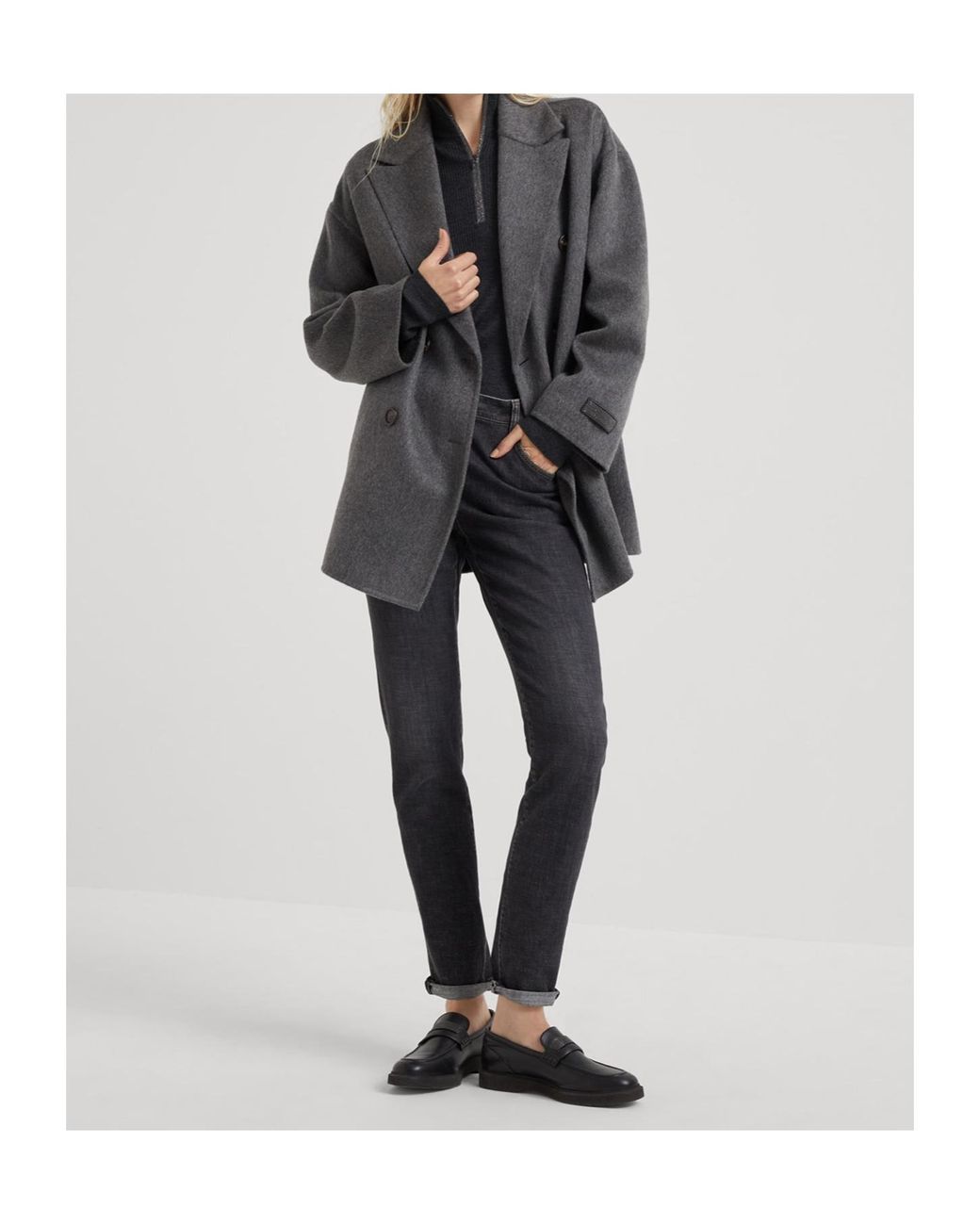 Brunello Cucinelli Blue High Neck Knitted Top