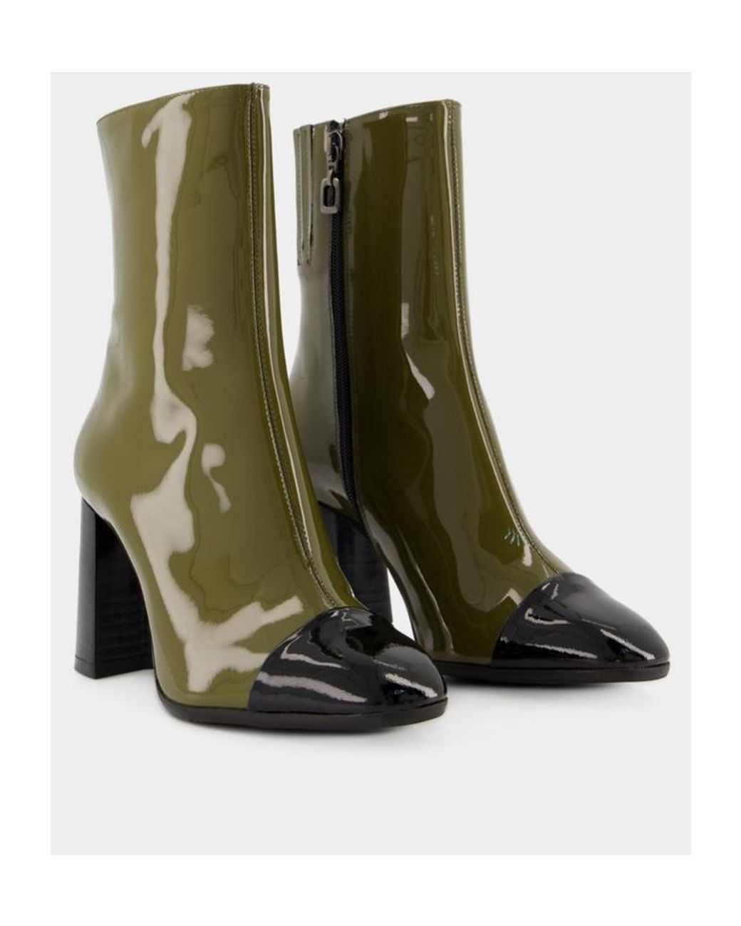 CAREL PARIS Green Carel Donna Zip-Up Heeled Boots