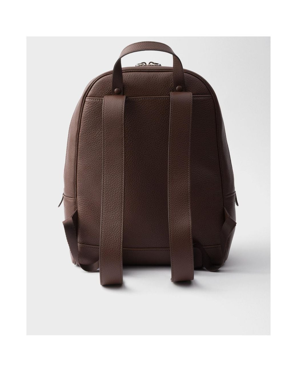 Prada Brown Triangle-Logo Zipped Backpack for men