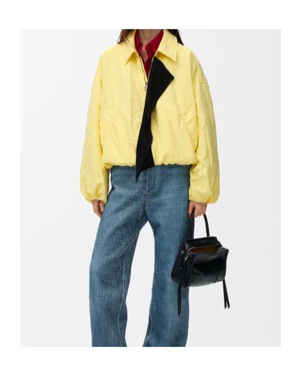Loewe Yellow Crinkled-Finish Scarf-Detail Jacket
