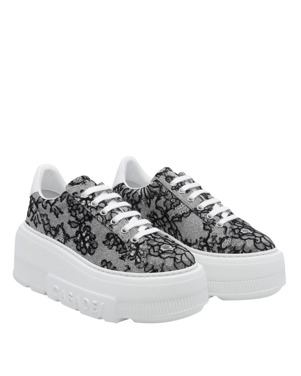Casadei Gray Nexus Rigel Lace Platform Low-Tops