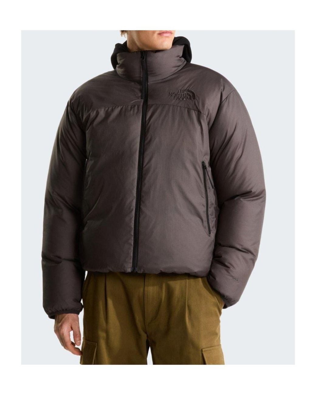 The North Face Black Glossy Stand Collar Puffer Jacket for men