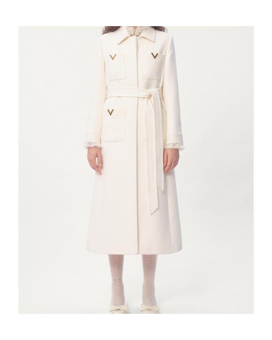Valentino Natural Drill Double-Breasted Belted Coat
