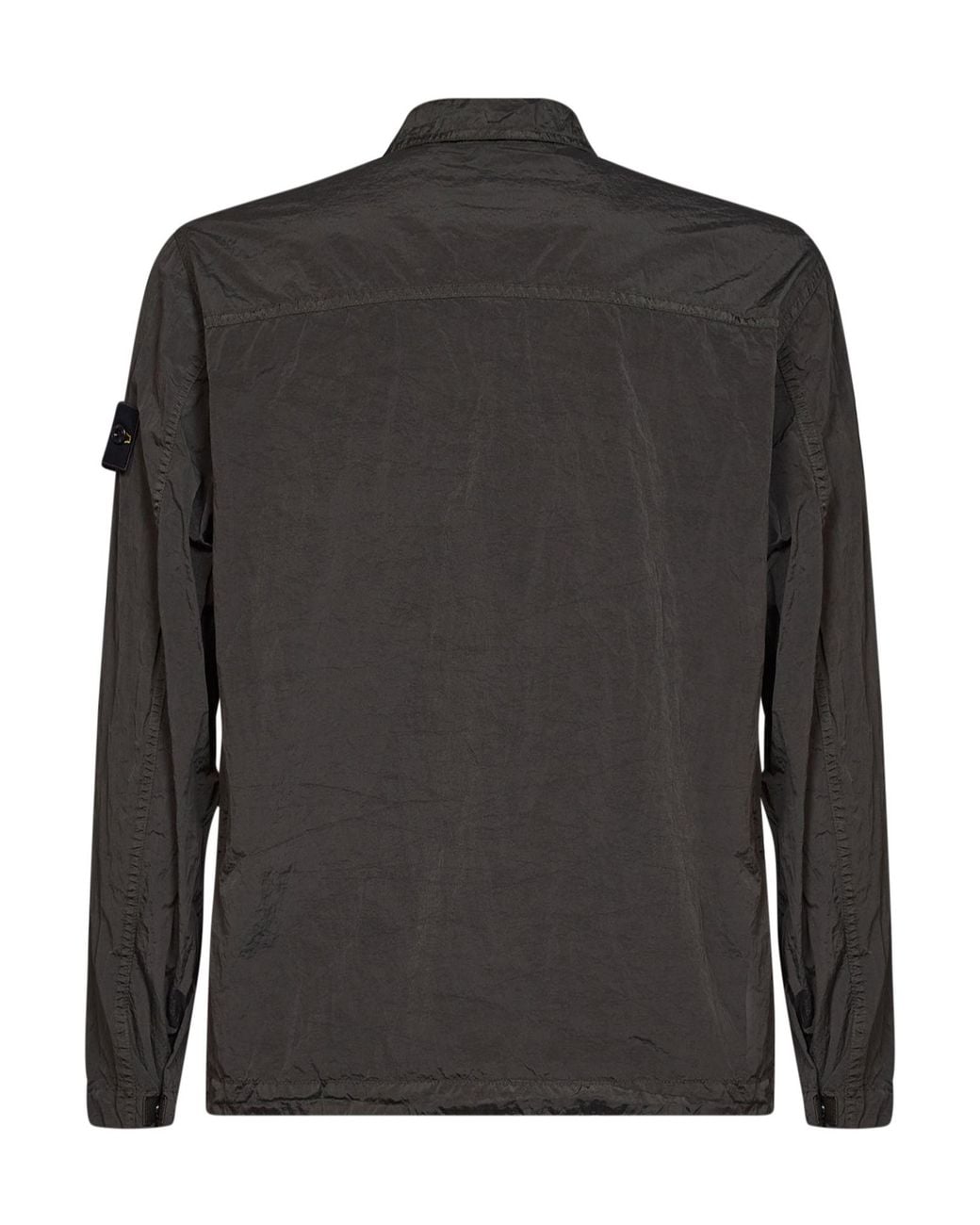 Stone Island Black Logo Patch Buttoned Shirt for men