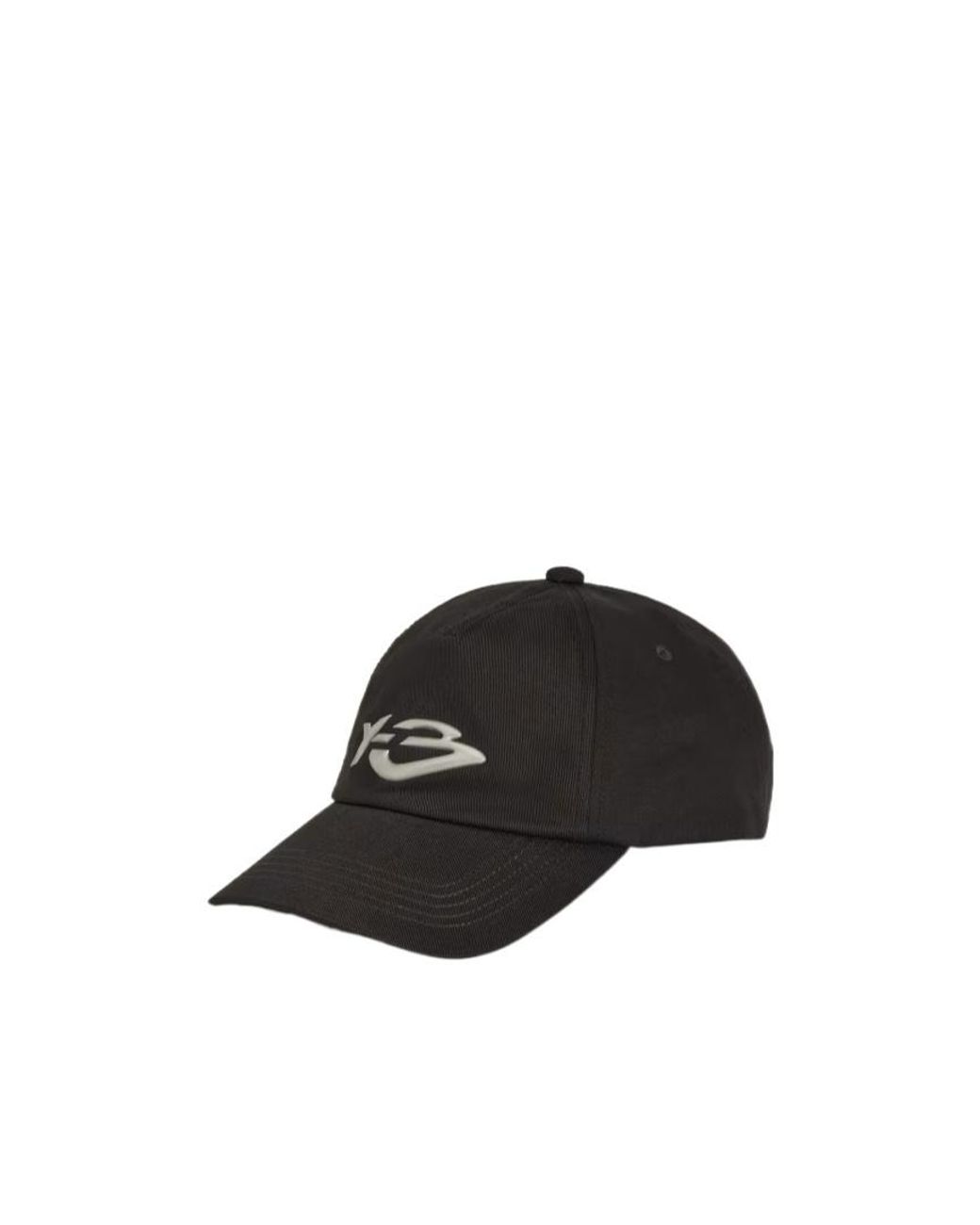 Y-3 Black Printed Logo Baseball Cap for men