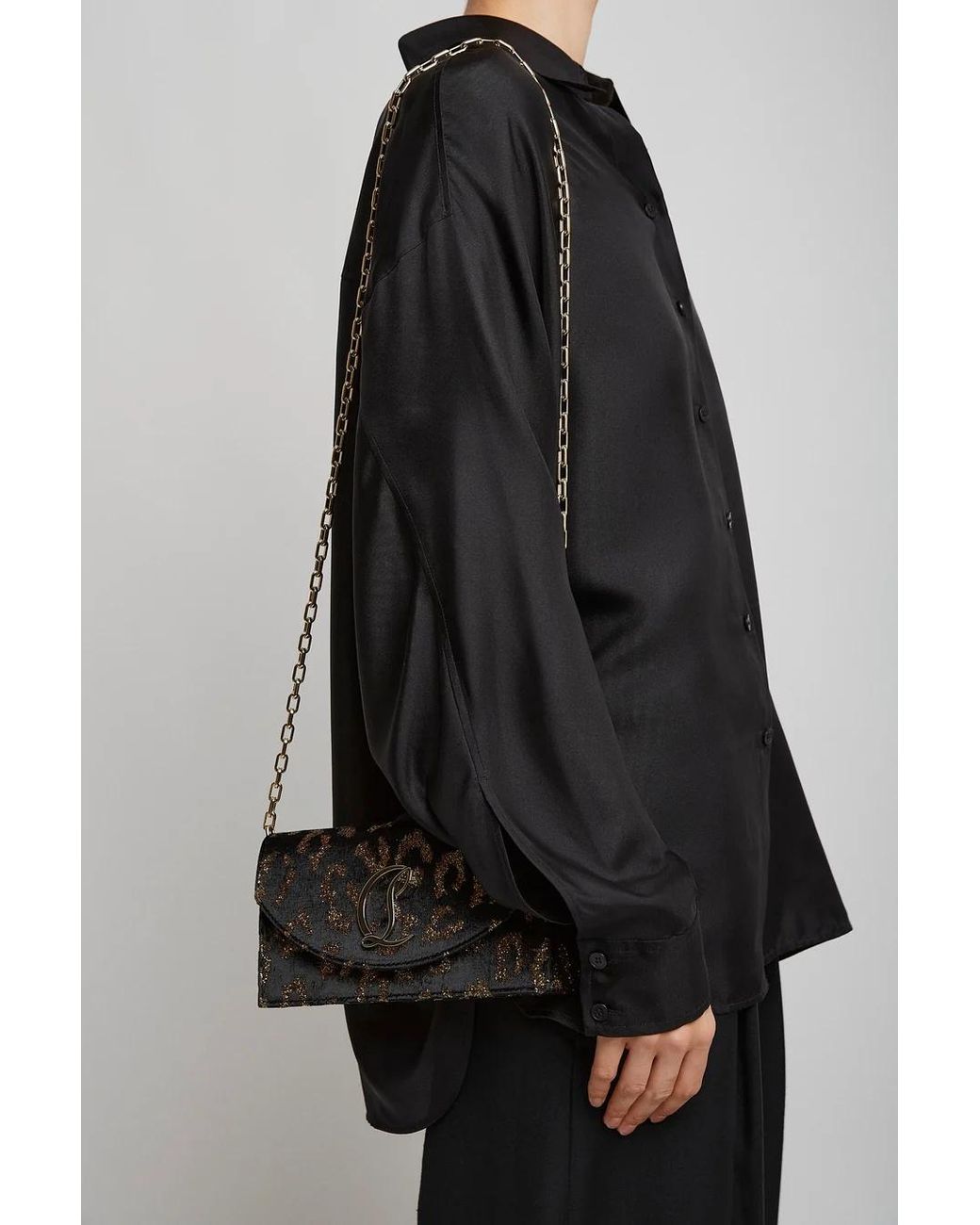 Christian Louboutin Black Loubi54 Logo Plaque Clutch Bag