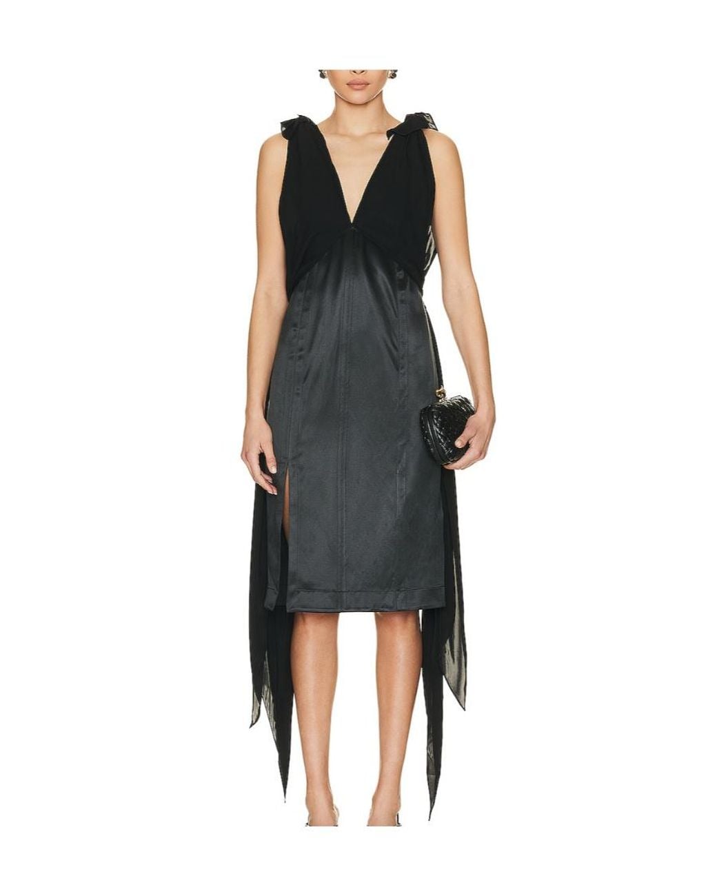 Bottega Veneta Black Fluid Midi Dress