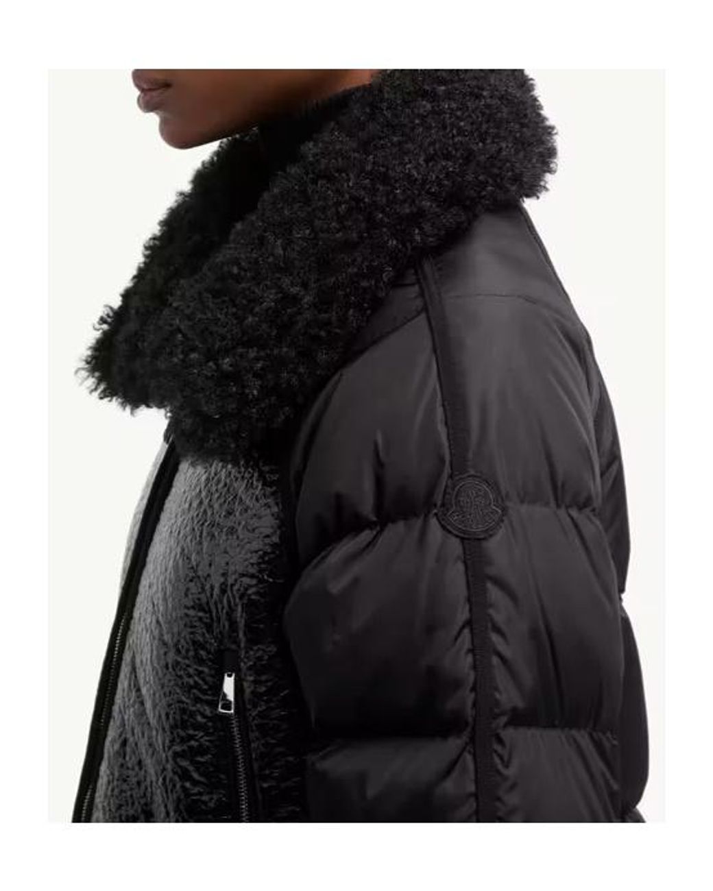 Moncler Black Rubrouk Teddy-Trimmed Short Down Jacket