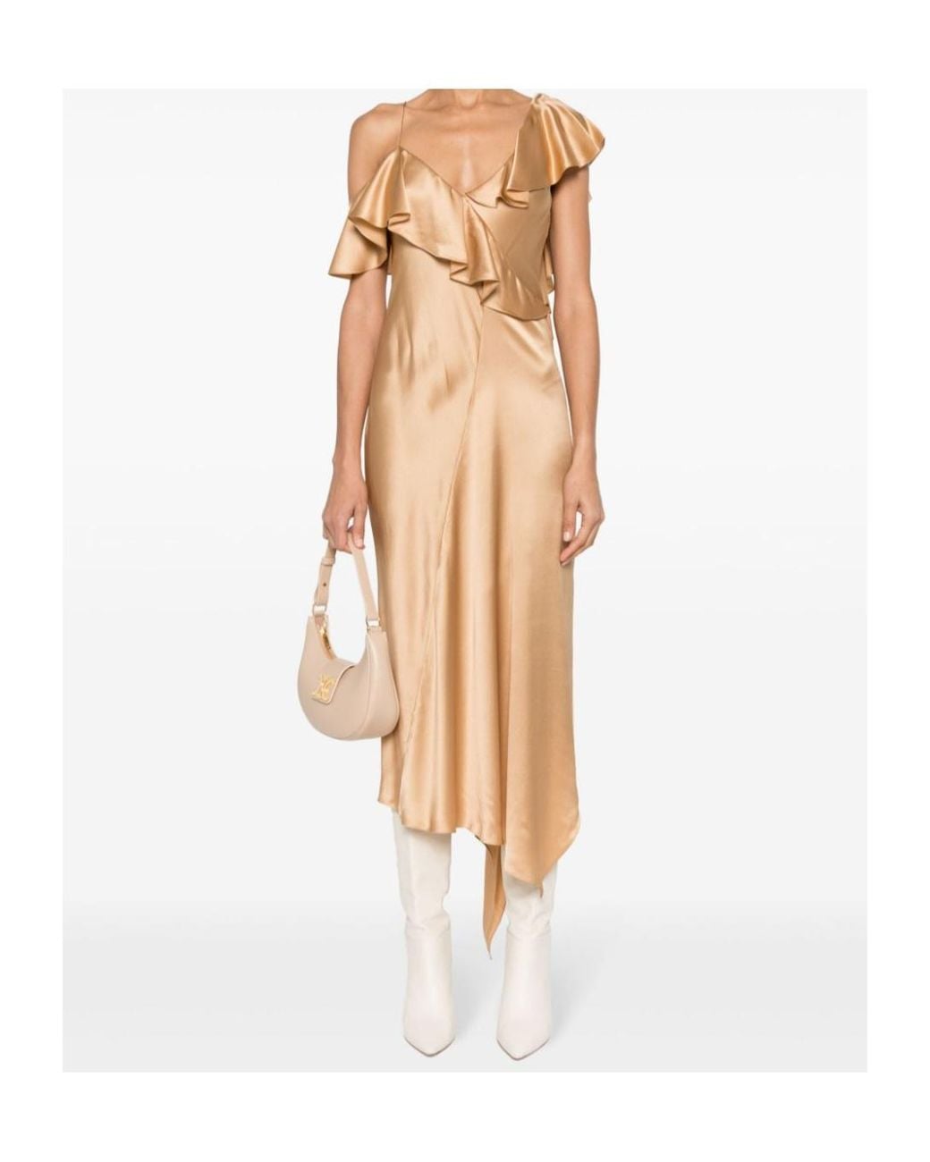 Céline Metallic Asymmetric Lingerie Dress