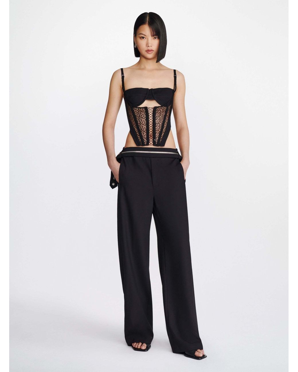 Dion Lee Blue Zipped Wool Straight-Leg Trousers