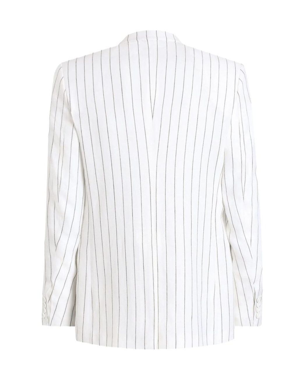 Dolce & Gabbana White Single-Breasted Pinstriped Jacket for men