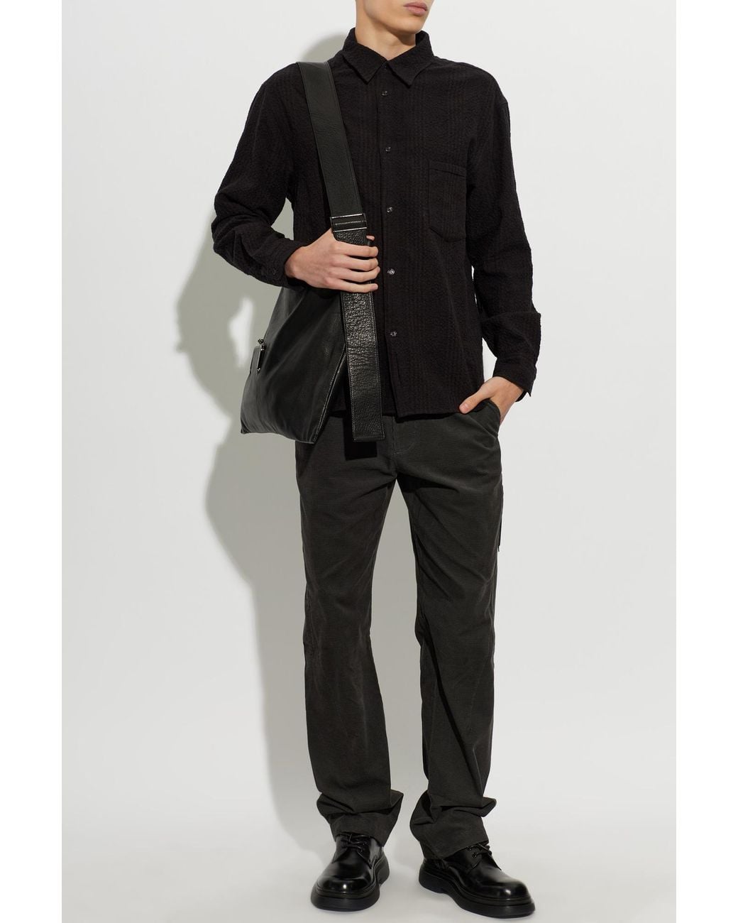 Post Archive Faction PAF Black Casual Trousers With Belt Loops for men