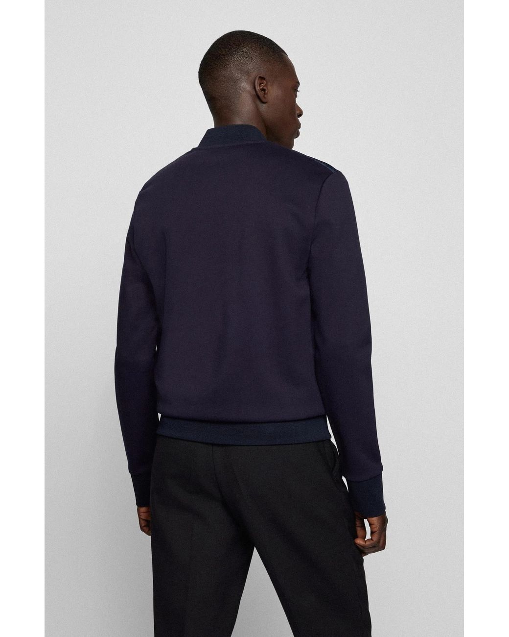 Boss Blue Padded-Panel Zipped Jacket for men