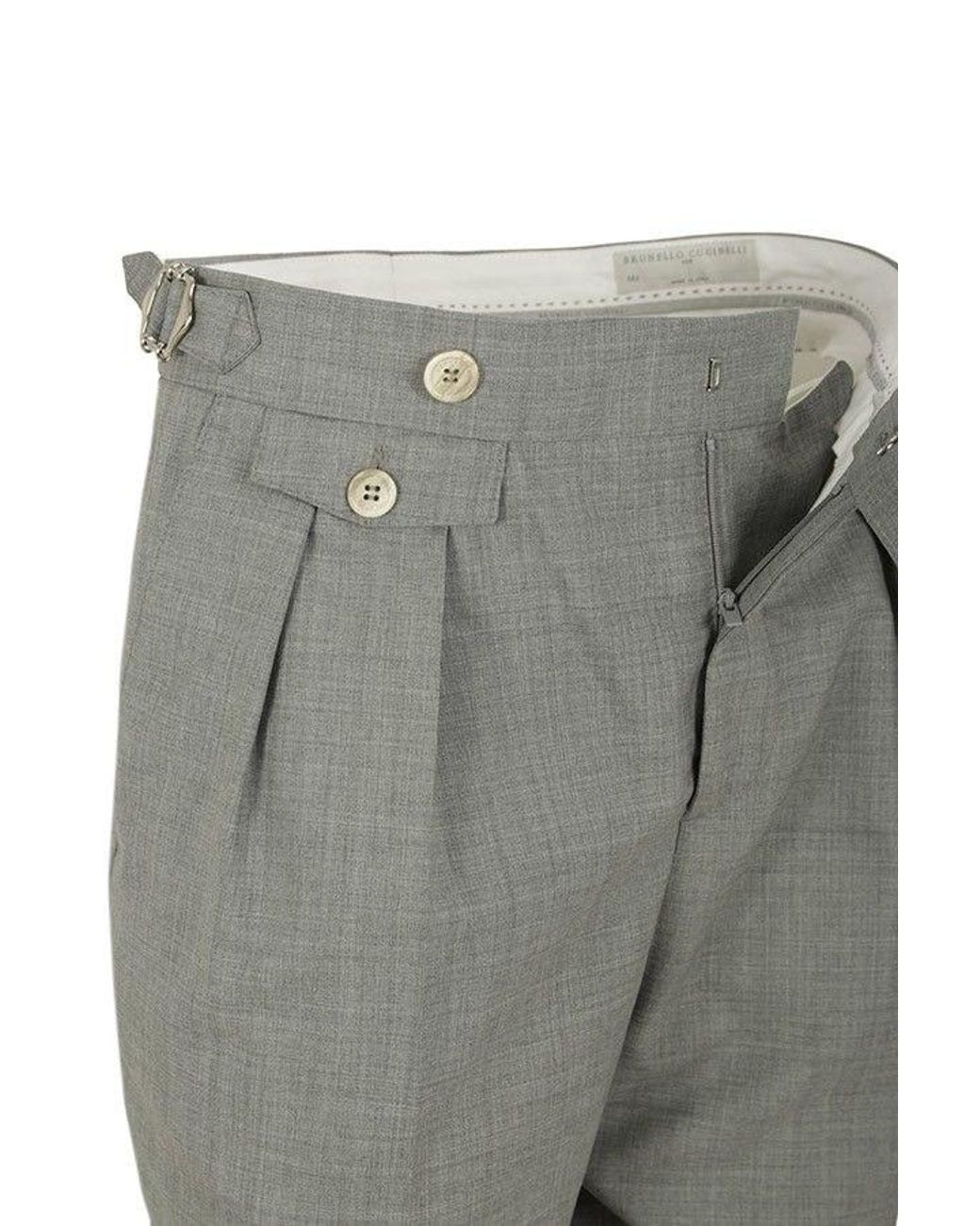Brunello Cucinelli Gray Wool Tailored Trousers for men