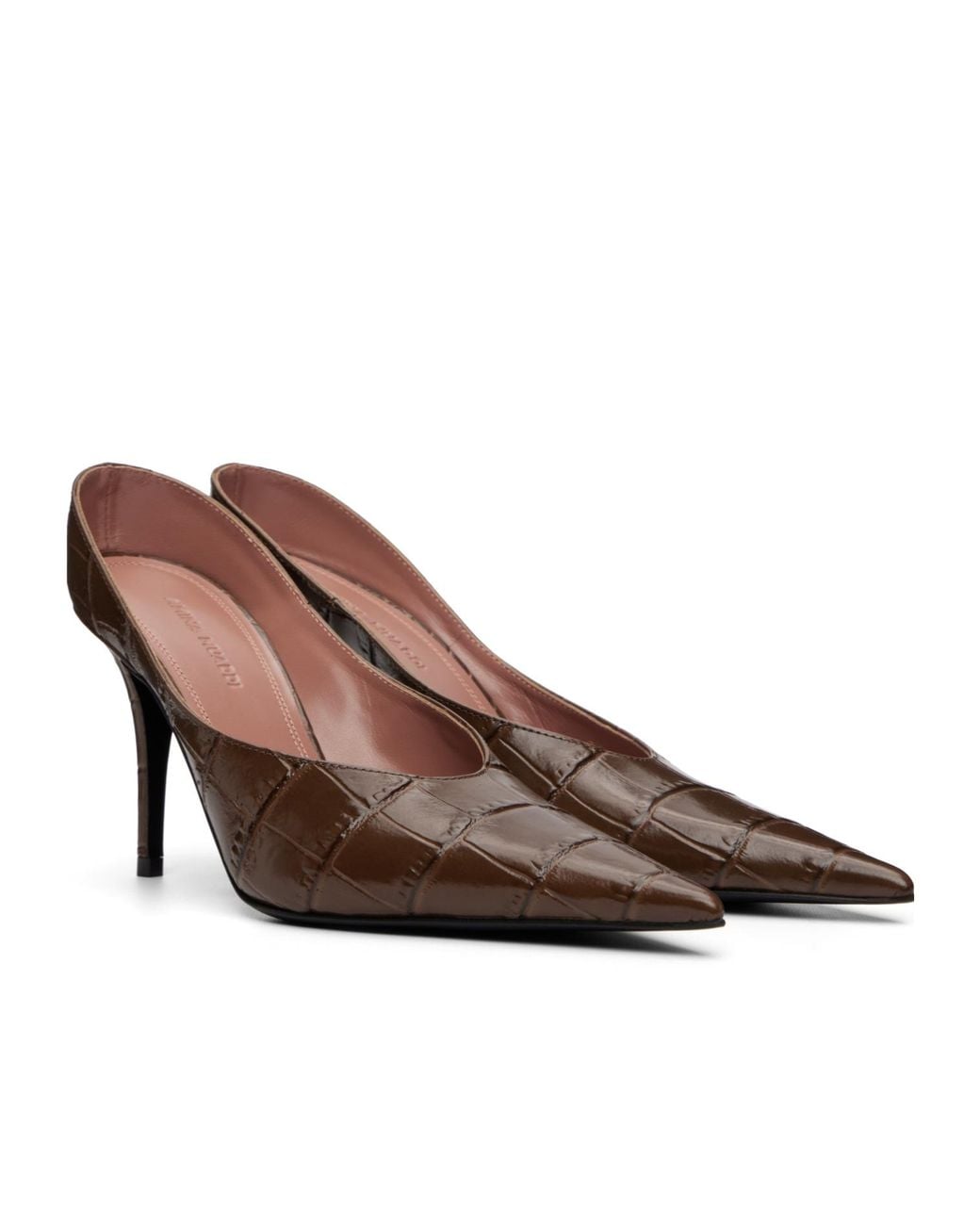 AMINA MUADDI Brown Pointed-Toe High Heels