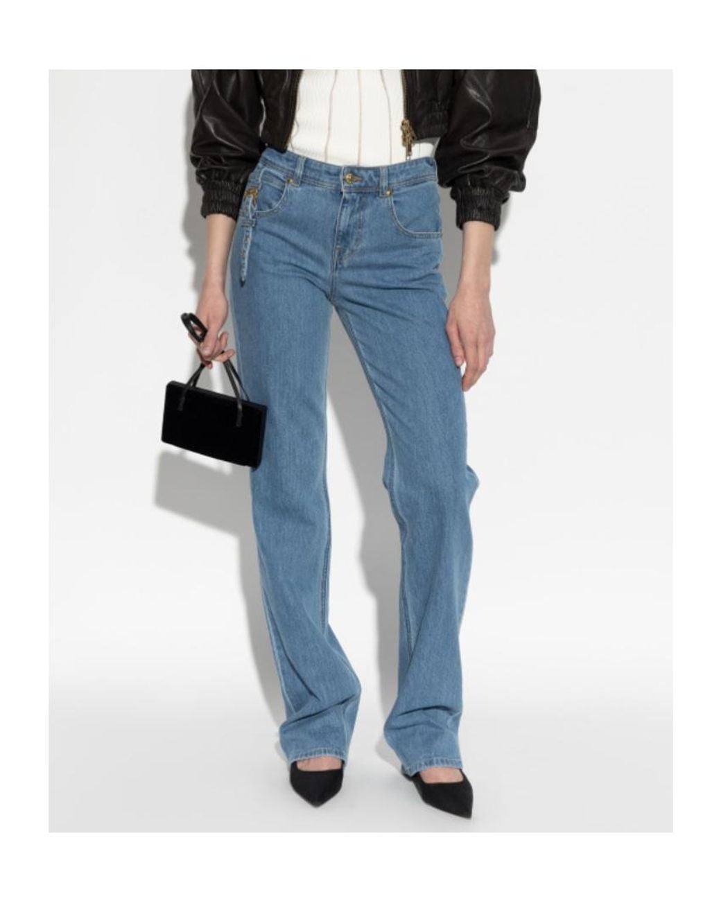 Versace Jeans Blue Couture Slim-Fit Buckle Detail Jeans