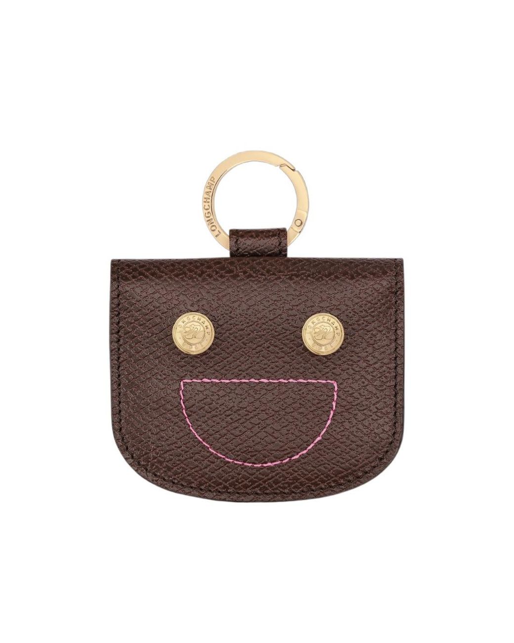 Longchamp Brown Smiley Ring Card Holder Wallet