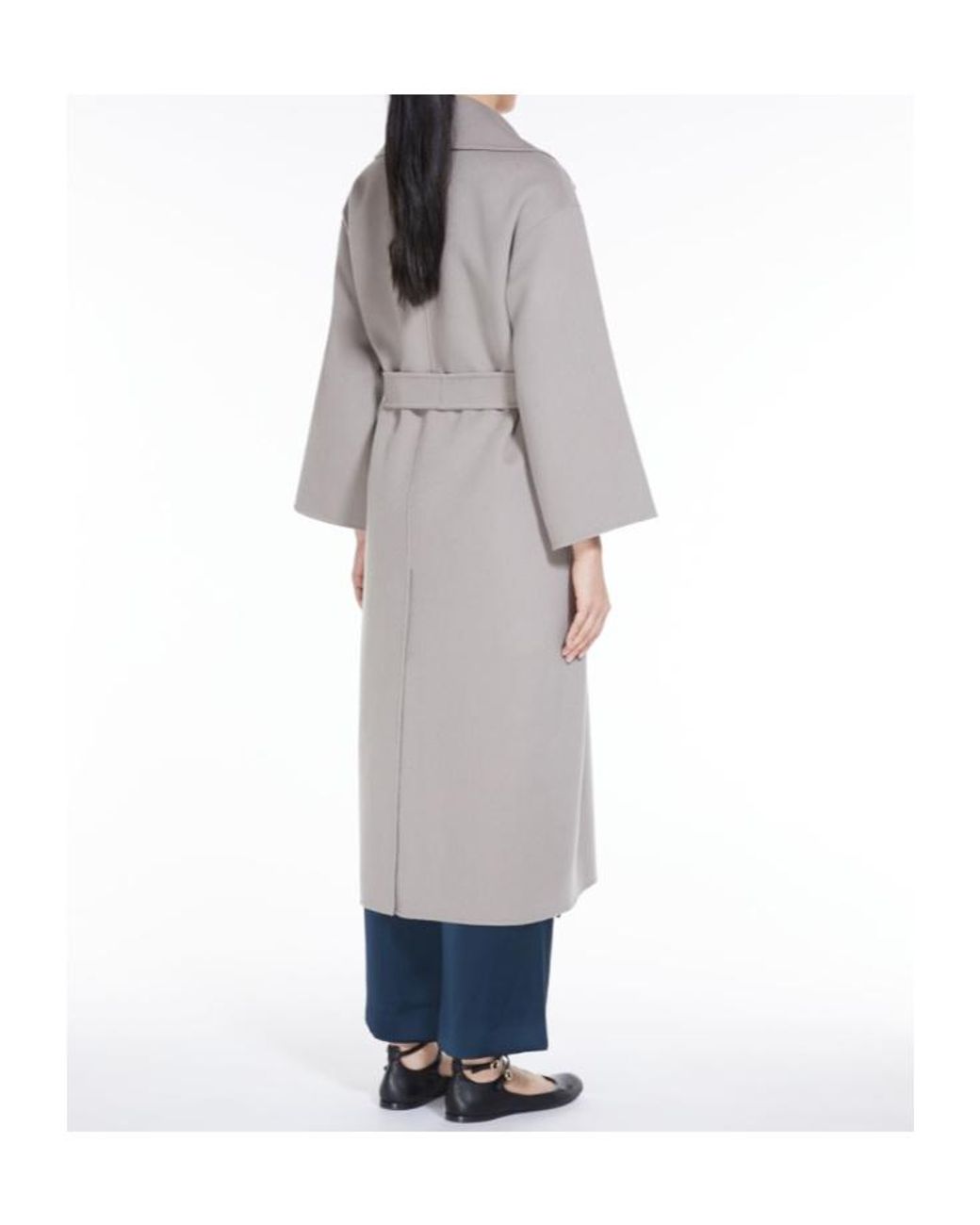 Max Mara Gray Belted Virgin Wool Coat