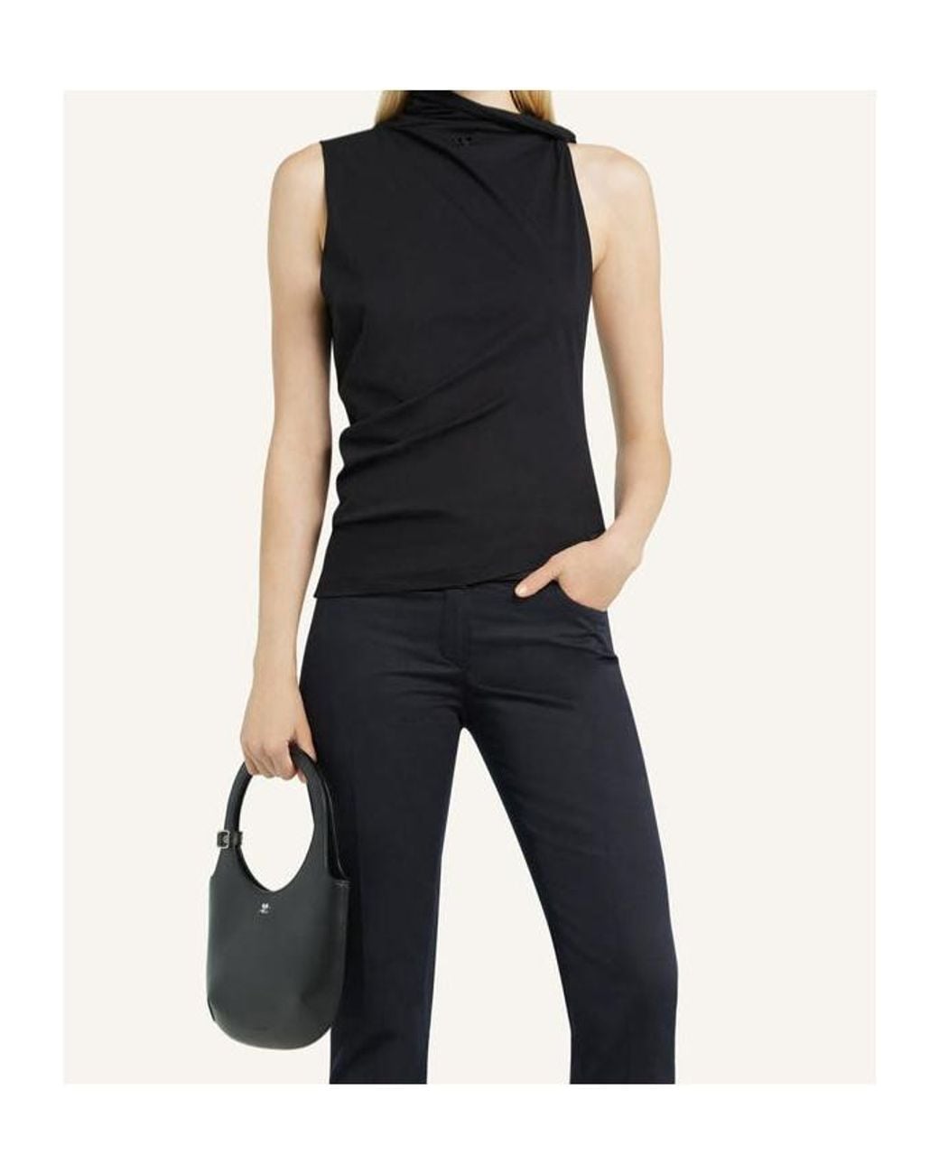 Courreges Black High Collar Sleeveless Top