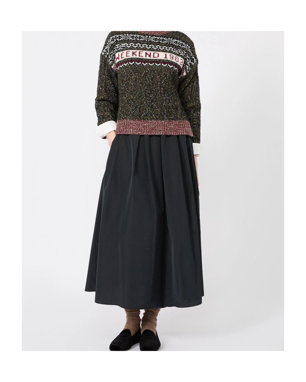 Weekend by Maxmara Black Long Taffeta Skirt