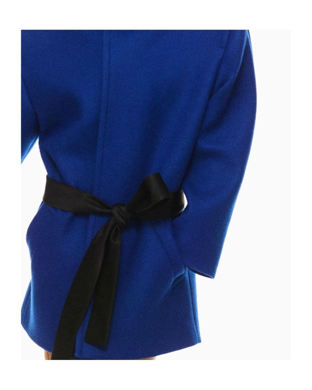 Saint Laurent Blue Boxy Belted Coat
