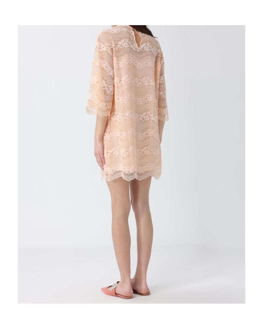Twinset Pink Lace-Panelled Shift Mini Dress
