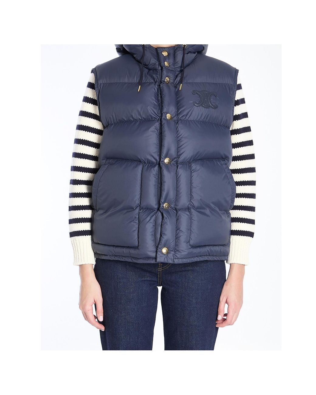 Céline Blue Oversized Sleeveless Down Jacket