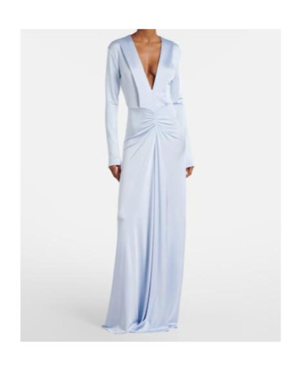 Victoria Beckham Blue Gathered Jersey Gown