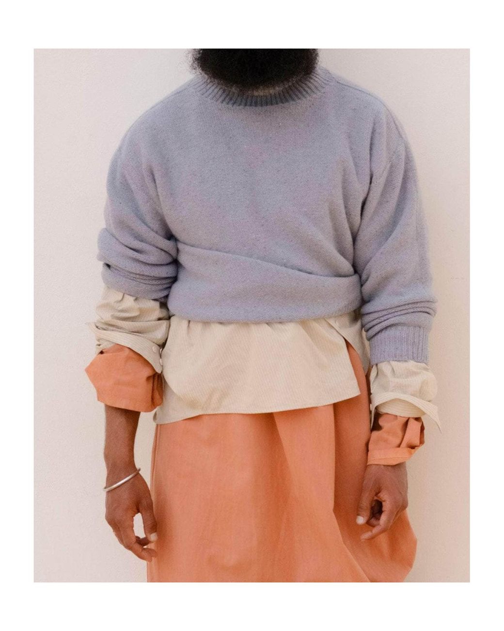 Baserange Blue Ribbed Knit Sweater for men