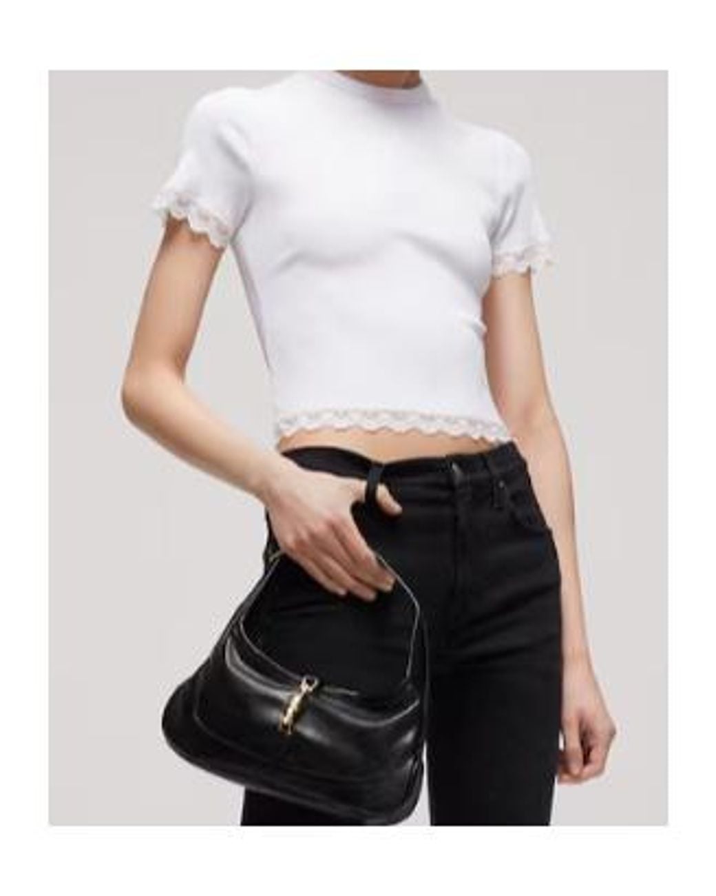 Gucci White Matte Viscose Rib Stitch T-Shirt