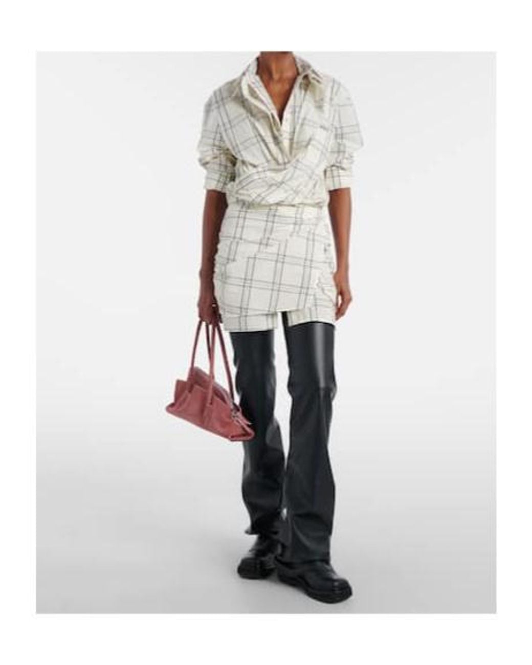 The Attico White Checked Cotton Minidress