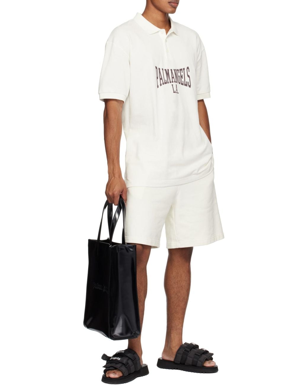 Palm Angels Black X Suicoke Moto-P Logo Printed Slides for men